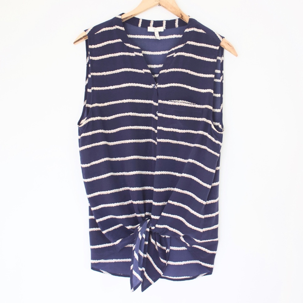 Joie Edalette Silk Tie Front Rope Print Tank Top